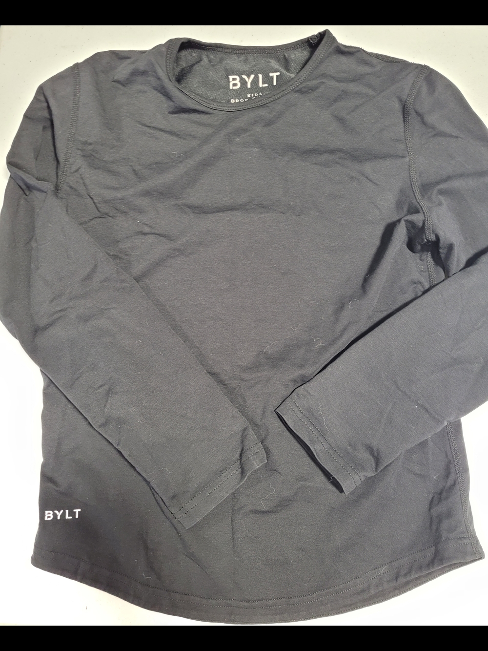 BYLT Basics Black Long Sleeve Crewneck Tee for Kids